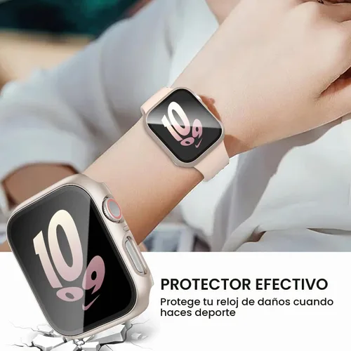 Vista 6 de Paquete de 6 fundas para Apple Watch Series 9, Series 8, Series 7 de 1.61 pulgadas, funda con protector de pantalla de vidrio templado incorporado