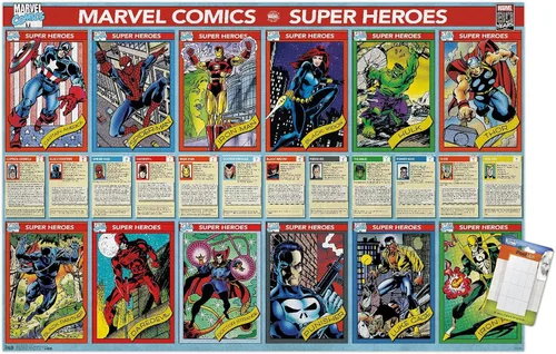 Vista 10 de Trends International Marvel Comics - Marvel 80th Anniversary - Cards Wall Poster, 14.725" x 22.375", Barnwood Framed Version