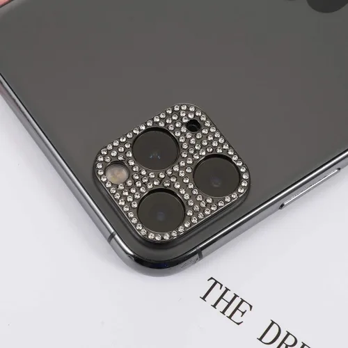Vista 3 de Protector de lente brillante para iPhone 12 Pro Max, cubierta de cámara con purpurina 3D, diamantes de imitación, puntos brillantes, decoración