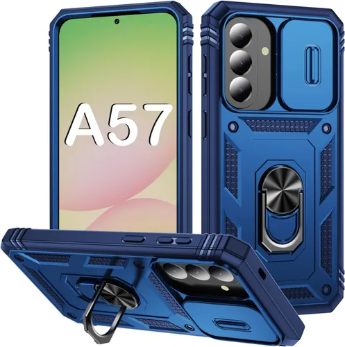Vista 196 de PASNEW Funda militar para iPhone 13 Pro Max, cubierta de cámara deslizante y soporte de anillo de metal de 360°, carcasa rígida multicapa resistente