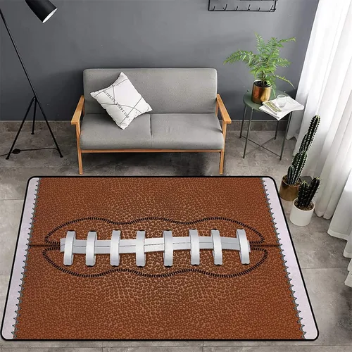 Vista 9 de Alfombra de fútbol americano, 3 x 4 pies, lavable de gran tamaño, ilustraciones 3D, con textura de cuero de fútbol, con cordones, alfombras
