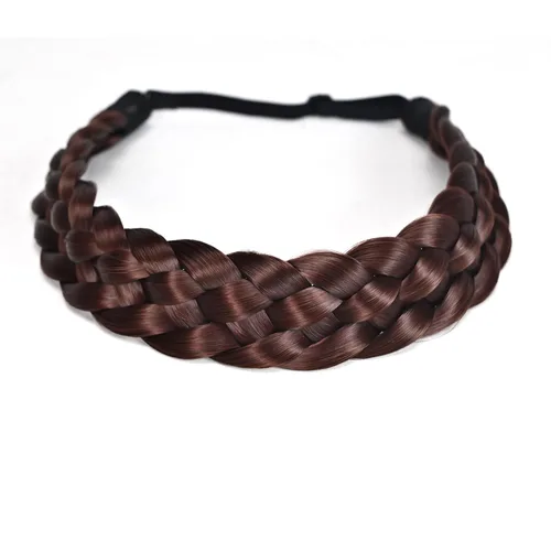 Vista 20 de Diadema de pelo sintético de 5 hebras trenzadas, clásicas, gruesas, anchas, trenzadas, elásticas, multicolor, accesorios de belleza para el cabello