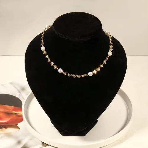 Vista 8 de Cowlyn Pearl Choker Dainty Adjustable Necklace 18K Gold Plated Cultured Barque Pearl Tiny Chain Delicate Mother's Valentine Jewelry for Women Girls