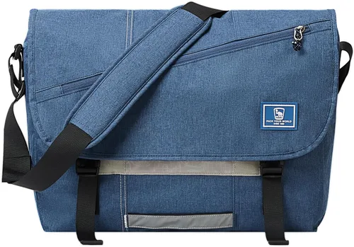 Vista 9 de OIWAS Bolsa de mensajero pequeña para hombres/mujeres, bolsa cruzada de viaje, bolsa de hombro de lona de 14 pulgadas para computadora portátil