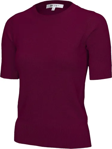 Vista 28 de YEMAK Suéter de Punto Top para Mujer – Media Manga Cuello Redondo Básico Casual Ajuste Clásico Ligero de Punto Suave Pullover Tee