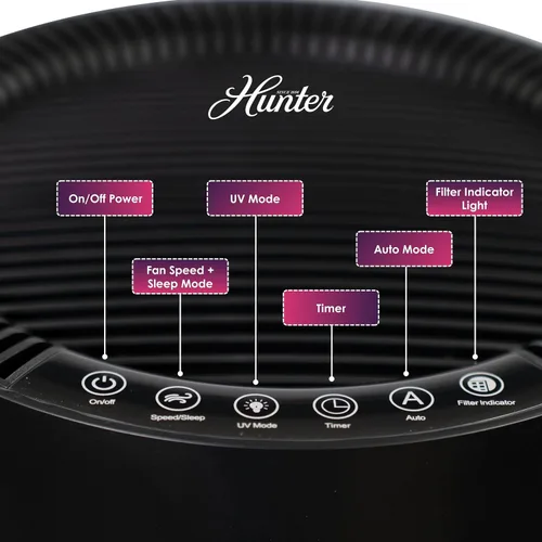 Vista 7 de Hunter Fan Company Humidificador y purificador de aire en uno, purificadores de aire de filtración avanzada para el hogar, purificadores de aire