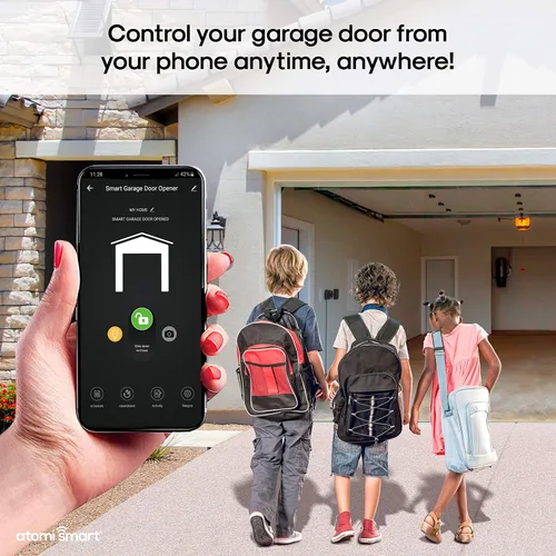 Vista 2 de Atomi Smart Abridor de puerta de garaje: cámara integrada, compatible con WiFi, compatible con Alexa, Google Assistant, iOS, Android y la aplicación