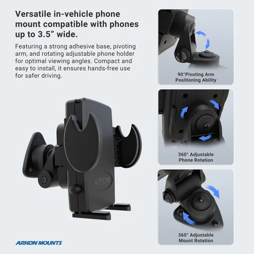 Vista 3 de ARKON Soportes - Soporte adhesivo para teléfono para camión y automóvil Agarre seguro Compatibilidad versátil Fácil instalación Soporte