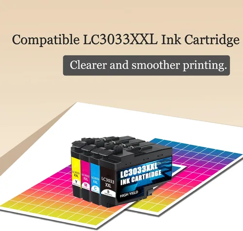Vista 3 de LC3033XXL - Cartuchos de tinta de alto rendimiento BK/C/M/Y (paquete de 4) compatibles con Brother LC3033 Reemplazo de tinta para Brother LC3033XXL