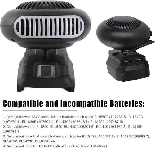 Vista 6 de Calentador de Espacio Pequeño, Calentador de 170W con 2 Velocidades y Batería de 18V, Calentador Eléctrico, Calentadores Portátiles Operados