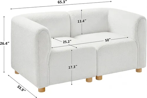 Vista 2 de VANOMi Sofá modular seccional, sofá biplaza de 2 asientos para sala de estar, color blanco crema