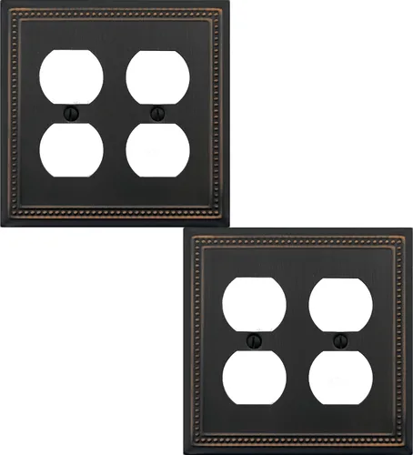 Vista 60 de OKAWYC Belaire - Cubierta para interruptor de luz de decoración individual, placa de pared de metal con cuentas, paquete de 4 unidades de bronce