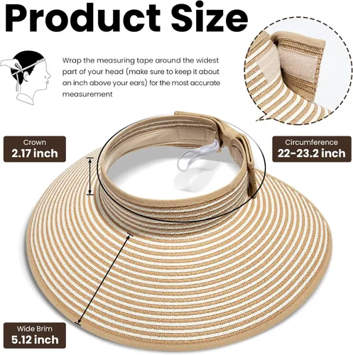 Vista 54 de Simplicity - Sombrero con protección solar UV UPF 50 para mujer, convertible en visera para playa