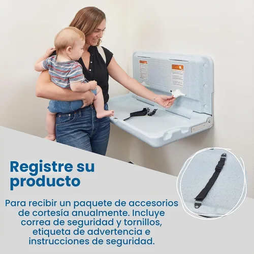 Vista 7 de ECR4Kids Cambiador de bebé horizontal montado en la pared, gris moteado Azul/Gris Moteado