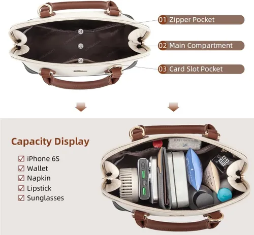 Vista 5 de LOVEVOOK Bolso para Mujer Pequeño Bolsos Cruzados Clásico Doble Cremallera Asa Superior Bolso Satchel Tipo Cúpula