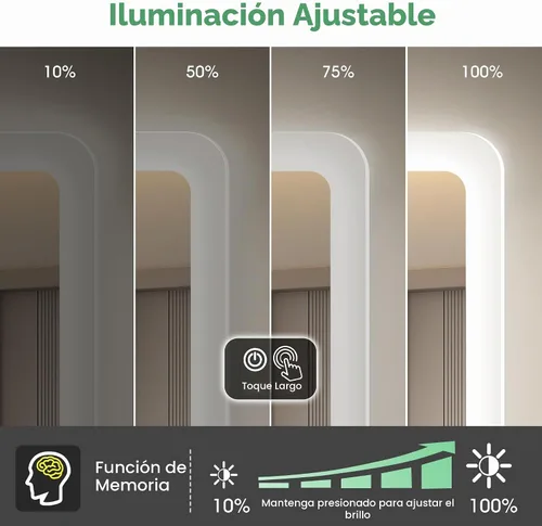 Vista 5 de S'bagno Espejo de baño LED de 32 x 24 pulgadas con luces, altavoz Bluetooth, antivaho e impermeable, espejo de pared regulable con control táctil, 3