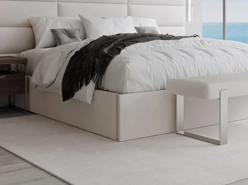 Vista 23 de VANT Cama de plataforma tapizada, tamaño Queen, color beige Boucle, marco de cama de fácil montaje, no necesita somier, base para un apoyo óptimo