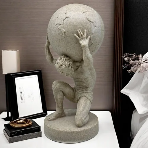 Vista 2 de FUNSXBUG Estatua de Dios griego grande de 11 pulgadas, escultura coleccionable de Atlas Holding World, decoración del hogar, sala de estar