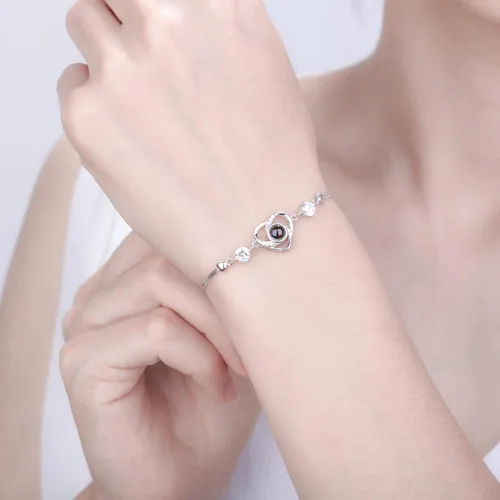 Vista 41 de Godchoices Pulsera de fotos personalizada, pulsera de proyección de fotos con imagen en el interior, collar con texto en inglés "I Love You