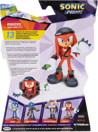 Vista 7 de Sonic The Hedgehog Prime Knuckles de 5 pulgadas - Figura de acción de New Yoke City con 13 puntos de articulación. A partir de 3 años