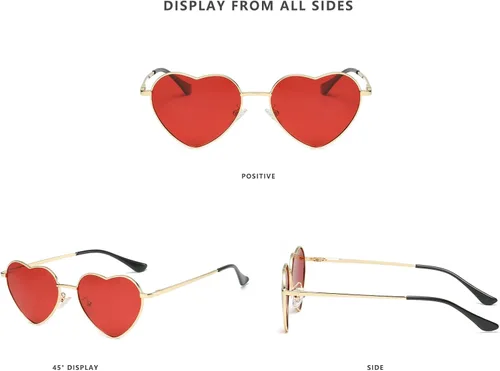 Vista 2 de LASPOR Gafas de sol polarizadas con forma de corazón para mujer, con marco de metal, protección UV400