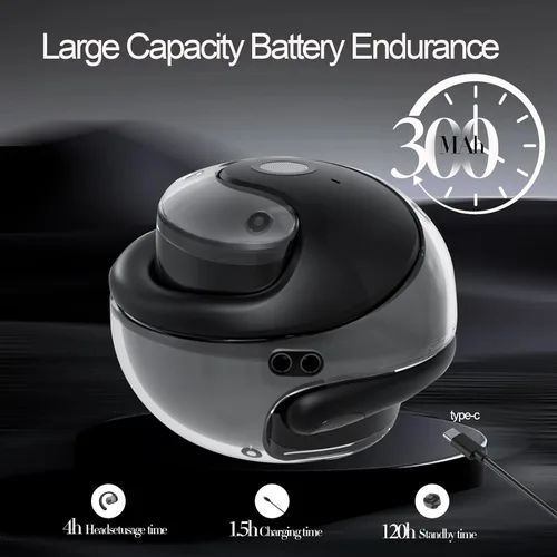 Vista 4 de Auriculares de oído abierto inalámbricos Bluetooth 5.4, OWS Auriculares colgantes inalámbricos con ganchos para los oídos y micrófono, IPX5