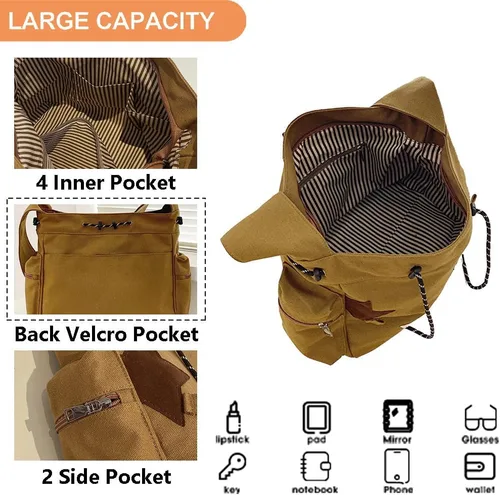 Vista 3 de KlaOYer Bonita bolsa de mensajero de lona, bolso cruzado de estrella, Y2K, bolso de mano kawaii estético hobo para mujer