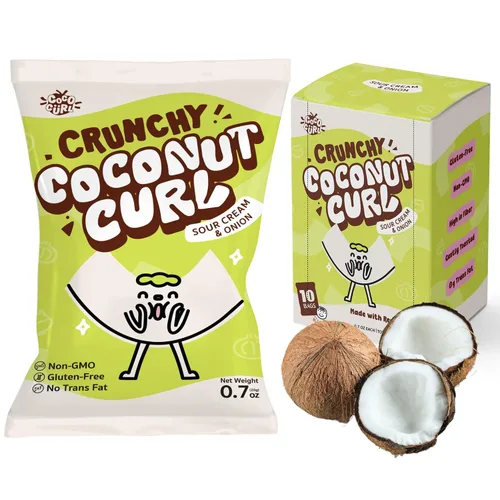 Vista 8 de COCOCURL Chips de Coco Crujientes Originales Artesanales – Aperitivo Saludable Sin Azúcar, A Base de Plantas, Sin Gluten, Coco Suavemente Tostado