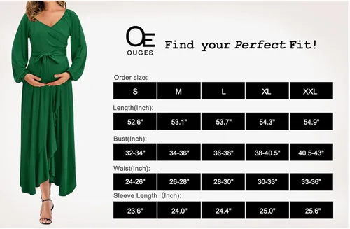 Vista 7 de OUGES Vestidos de maternidad para mujer, para sesión de fotos, baby shower, vestido de embarazo