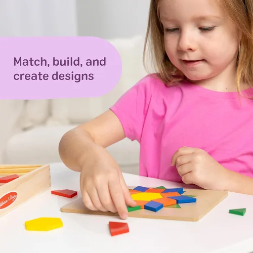 Vista 3 de Melissa & Doug, Juego clásico de bloques de patrones y pizarras, Estándar, Multi