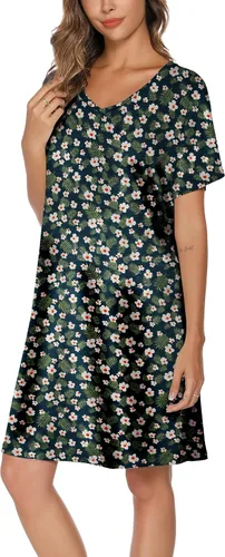 Vista 3 de Kabento Camisones para mujer, de algodón suave, para dormir, de manga corta, tallas S-XXL