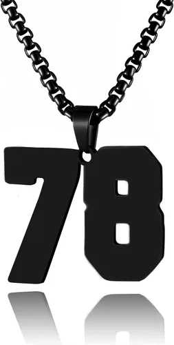 Vista 98 de Collar de Número Dorado para Hombre, Cadena de Acero Inoxidable con Colgante de Número para Atletas, Joyería Deportiva Personalizada para Niños
