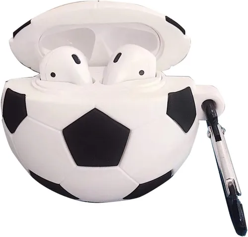Vista 4 de Funda de silicona para Airpods 2 y 1, bonita funda suave con llavero antipérdida (funda de baloncesto)