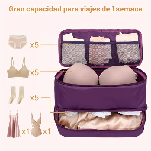 Vista 2 de Cambond Travel Underwear Organizer Bag - Bra Organizers for Luggage Atractivo morado