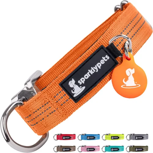 Vista 27 de Collar de perro extra pequeño con hebilla cromada de liberación rápida y soporte AirTag – Collares de razas pequeñas de primera calidad con rayas