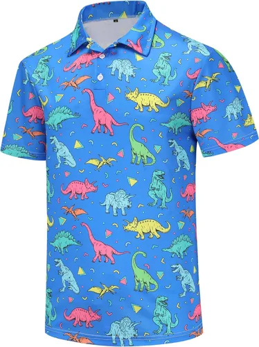 Vista 7 de Camisas de golf para hombre, Dry Fit, camisa de golf de manga corta, divertidas camisas polo de golf
