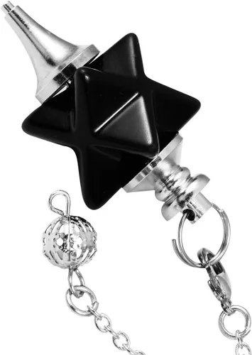 Vista 4 de SUNYIK Stone Merkaba Star Pendulum, Crystal Point Healing Reiki Dowsing Wicca Herramienta de adivinación Healing Crystal Point Pendulum, Spiritual