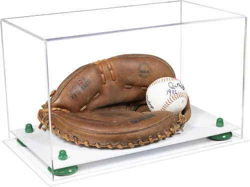 Vista 129 de Better Display Cases Vitrina de guantes de béisbol de acrílico transparente con elevadores negros (A011/V16)