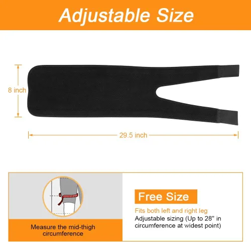 Vista 2 de Soporte de muslo, manga de compresión para isquiotibiales con tira antideslizante para esguinces, tendinitis, tensiones, rehabilitación