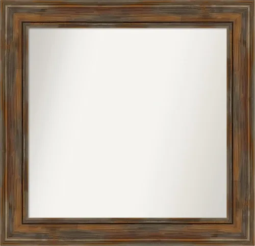Vista 214 de Amanti Art Espejo de baño marrón para sobre fregadero, 26 x 26 pulgadas, espejo de tocador cuadrado marrón rústico Alexandria, marco de madera