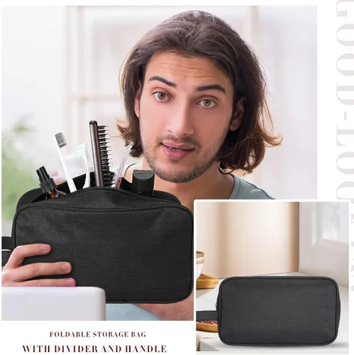 Vista 6 de Sweetude Neceser de 9 piezas para hombres y mujeres, resistente al agua, bolsa de afeitado plegable, bolsa de viaje para cosméticos, organizador