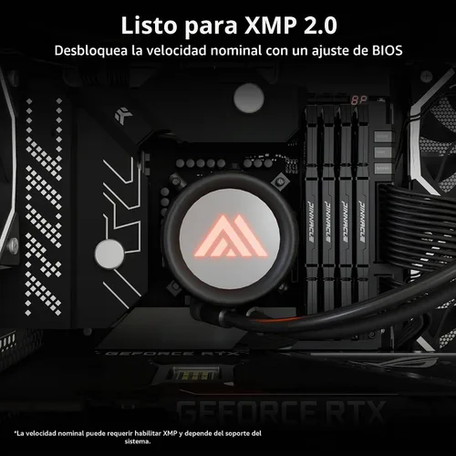 Vista 4 de Timetec Pinnacle Konduit 8GB DDR4 3200MHz PC4-25600 CL16-18-18-38 XMP2.0 Overclocking 1.35V Compatible para AMD e Intel Módulo de memoria RAM