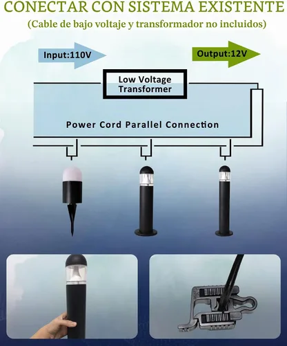 Vista 7 de Luces de camino al aire libre, 12V LED Bolardo luz, negro Negro clásico