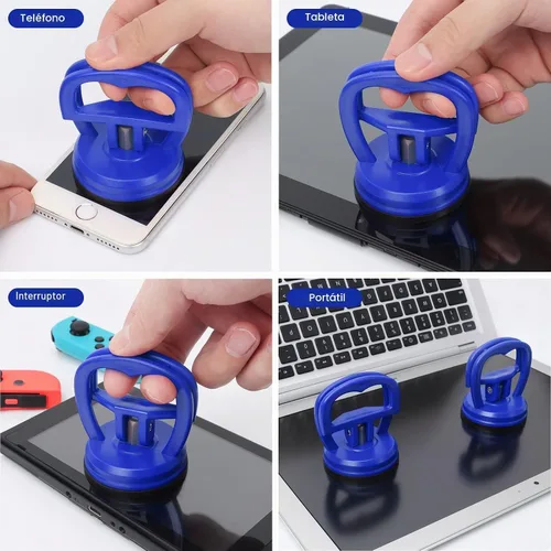 Vista 4 de STREBITO Ventosas de Alta Resistencia 2 Piezas Herramienta de Ventosas para Pantalla para iMac, iPhone, MacBook, iPad, TV, Teléfono, Portátil Azul