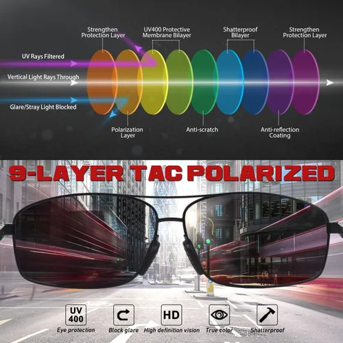Vista 4 de Polarized Sunglasses for Men,Ultralight Al-Mg Mens Sunglasses,Shades Glasses Men with UV400 Protection