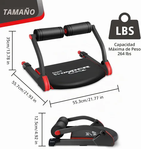 Vista 8 de Wonder Core Smart, Ab Machine, Ab Workout Equipment, Sit Up Machine & Exercise Equipment, Ab Crunch Machine for Stomach Workout, Ab Core Trainer Rojo