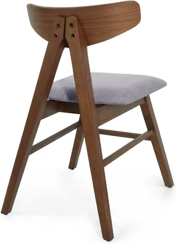 Vista 10 de Christopher Knight Home Stocker - Sillas de comedor tapizadas, color gris oscuro/nogal (juego de 2)