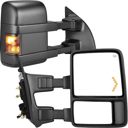 Vista 10 de YITAMOTOR Espejos de remolque compatibles con Ford F250 F350 F450 F550 Super Duty 2008-2016, señal de giro LED con calefacción eléctrica, manual