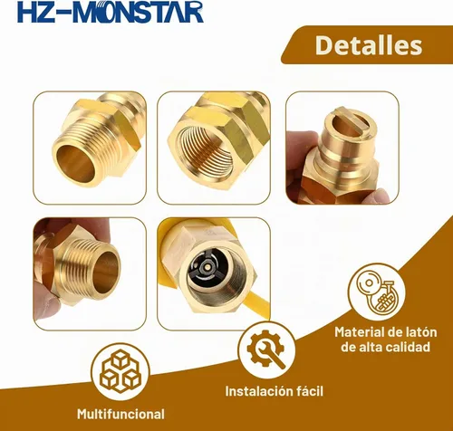 Vista 6 de Manguera de propano de 3/4 pulgadas, conexión rápida, conector rápido de gas natural hembra y macho de 3/4 pulgadas para generador de combustible