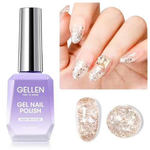 Vista 26 de GELLEN - Base y capa superior de gel, juego de 2 esmaltes de uñas de gel, capa superior que no se limpia 12ml Base Coat & No Wipe Top Coat Set.